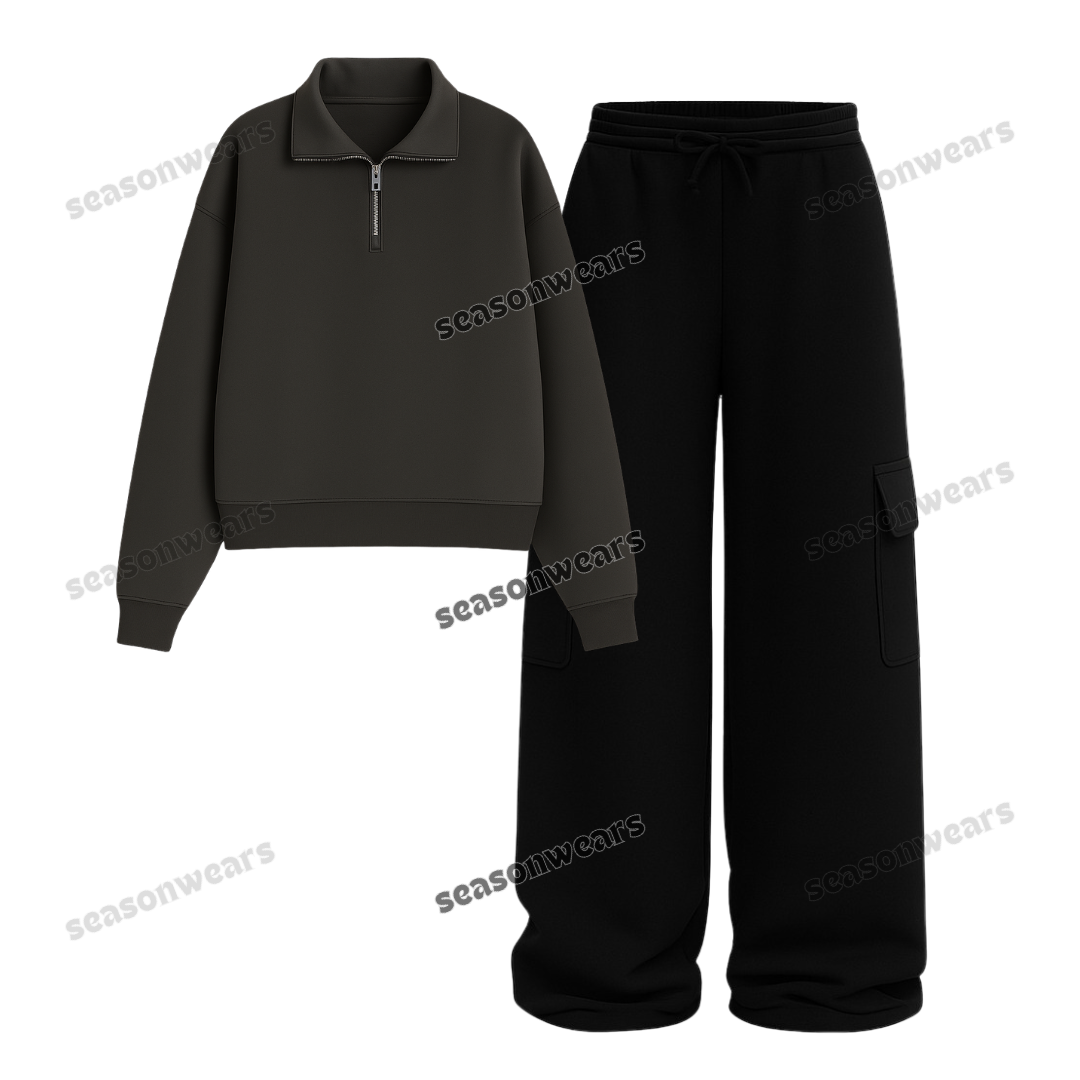 Straight Leg Cargo With Oversized Mockneck