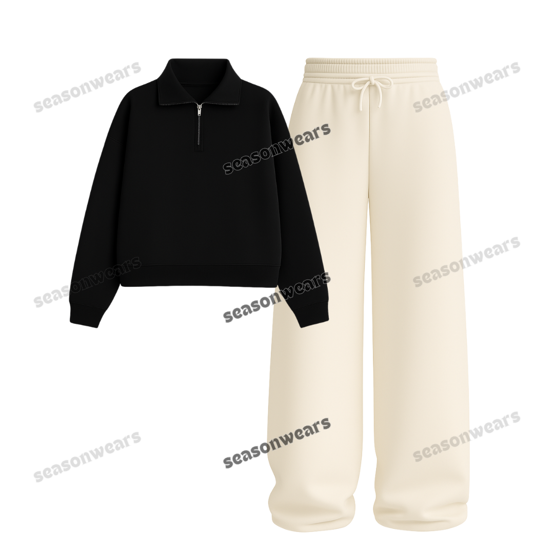 Straight Leg Trouser With Oversized Mockneck